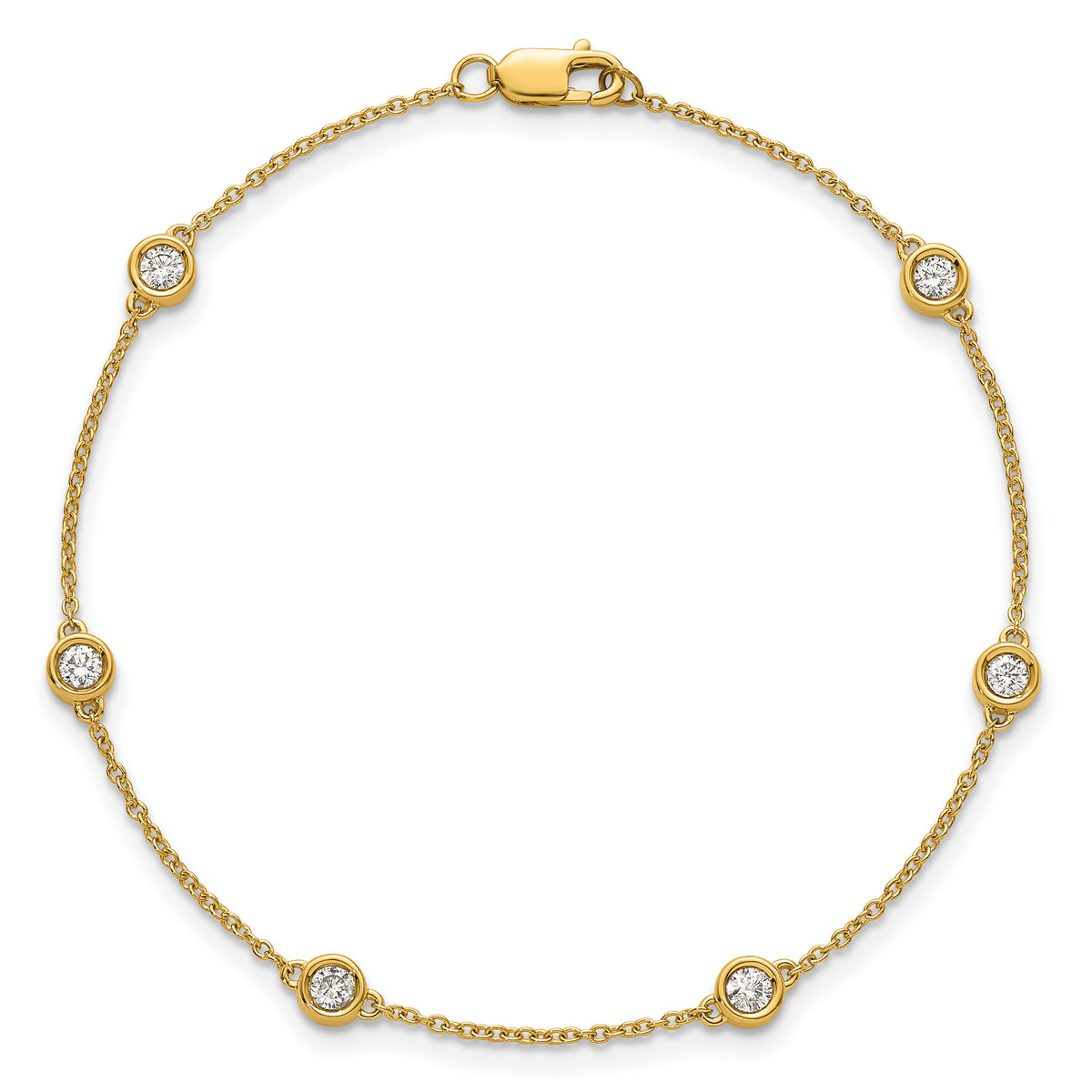 14k Diamond Station Cable Bracelet-PM1016-035-YA-7
