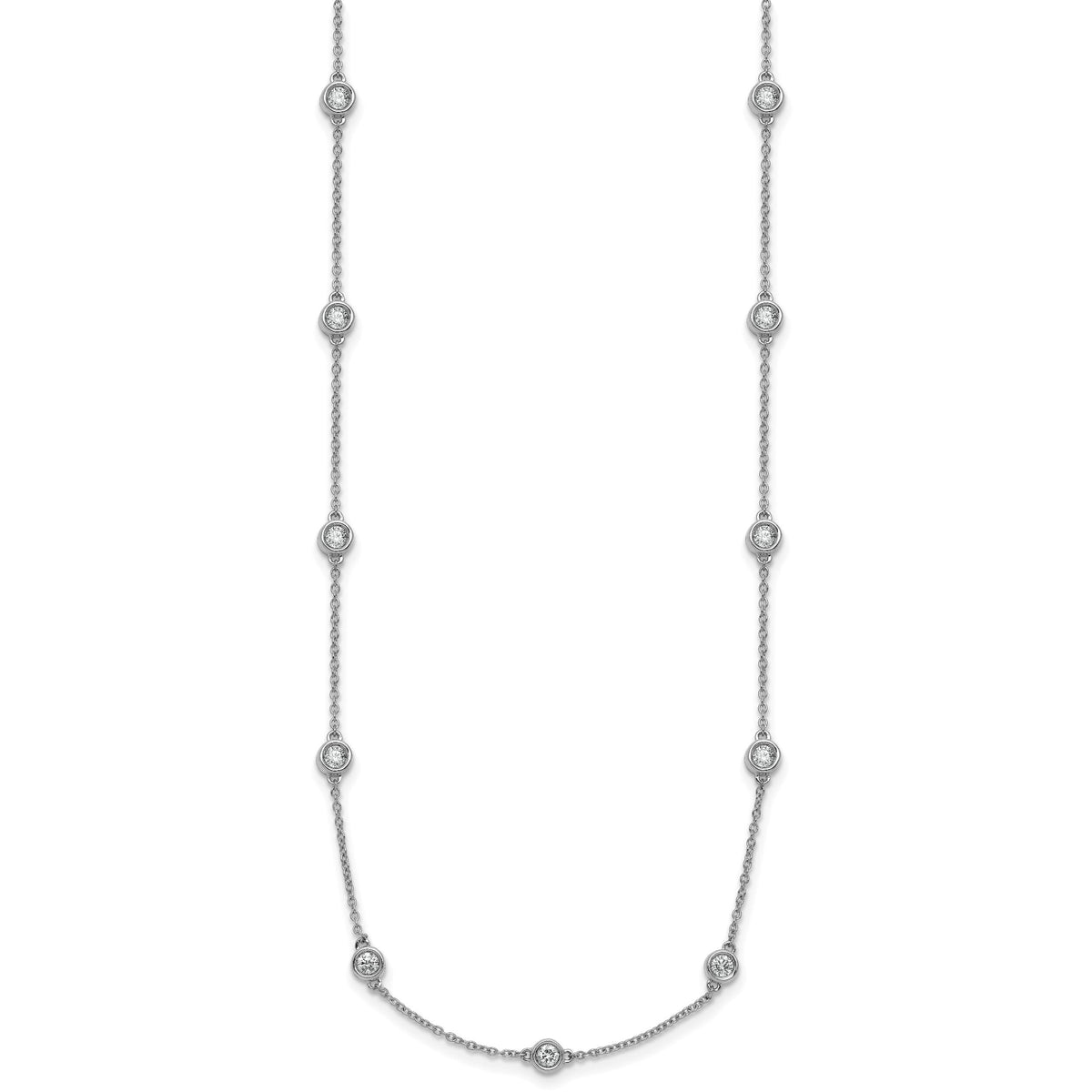 14k White Gold Diamond Station Cable Necklace-PM1016-094-WA-16