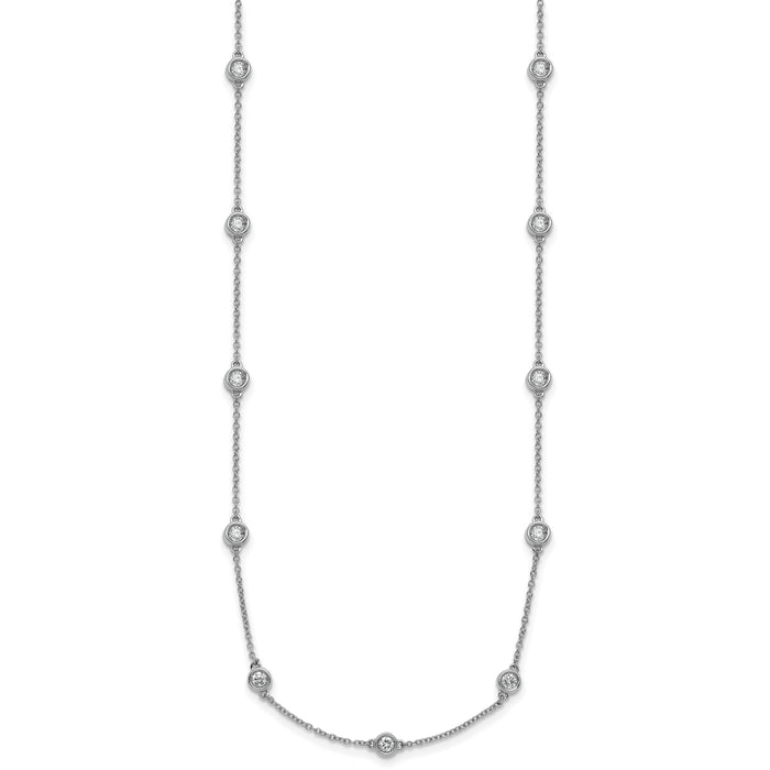 14k White Gold Diamond Station Cable Necklace-PM1016-120-WA-20