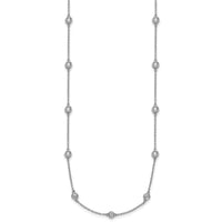 14k White Gold Diamond Station Cable Necklace-PM1016-100-WA-18