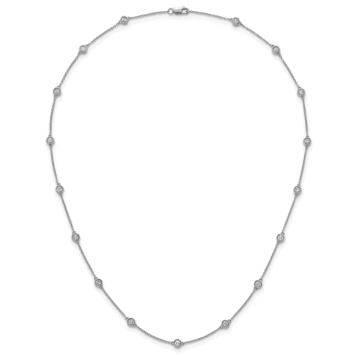 14k White Gold Diamond Station Cable Necklace-PM1016-100-WA-18