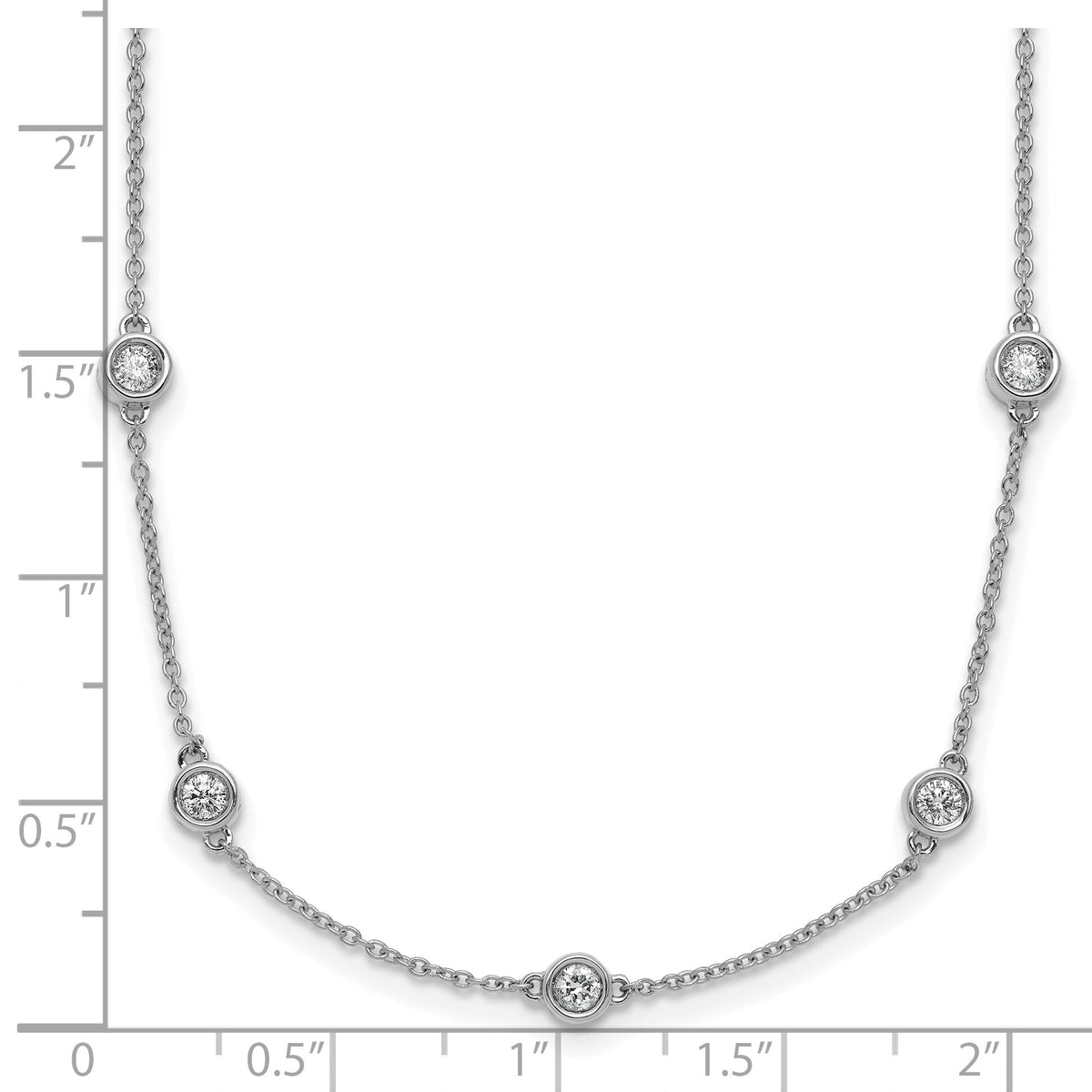 14k White Gold Diamond Station Cable Necklace-PM1016-120-WA-20
