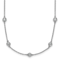 14k White Gold Diamond Station Cable Necklace-PM1016-094-WA-16