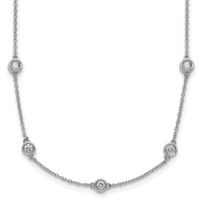 14k White Gold Diamond Station Cable Necklace-PM1016-100-WA-18
