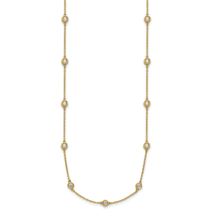 14k Diamond Station Cable Necklace-PM1016-094-YA-16