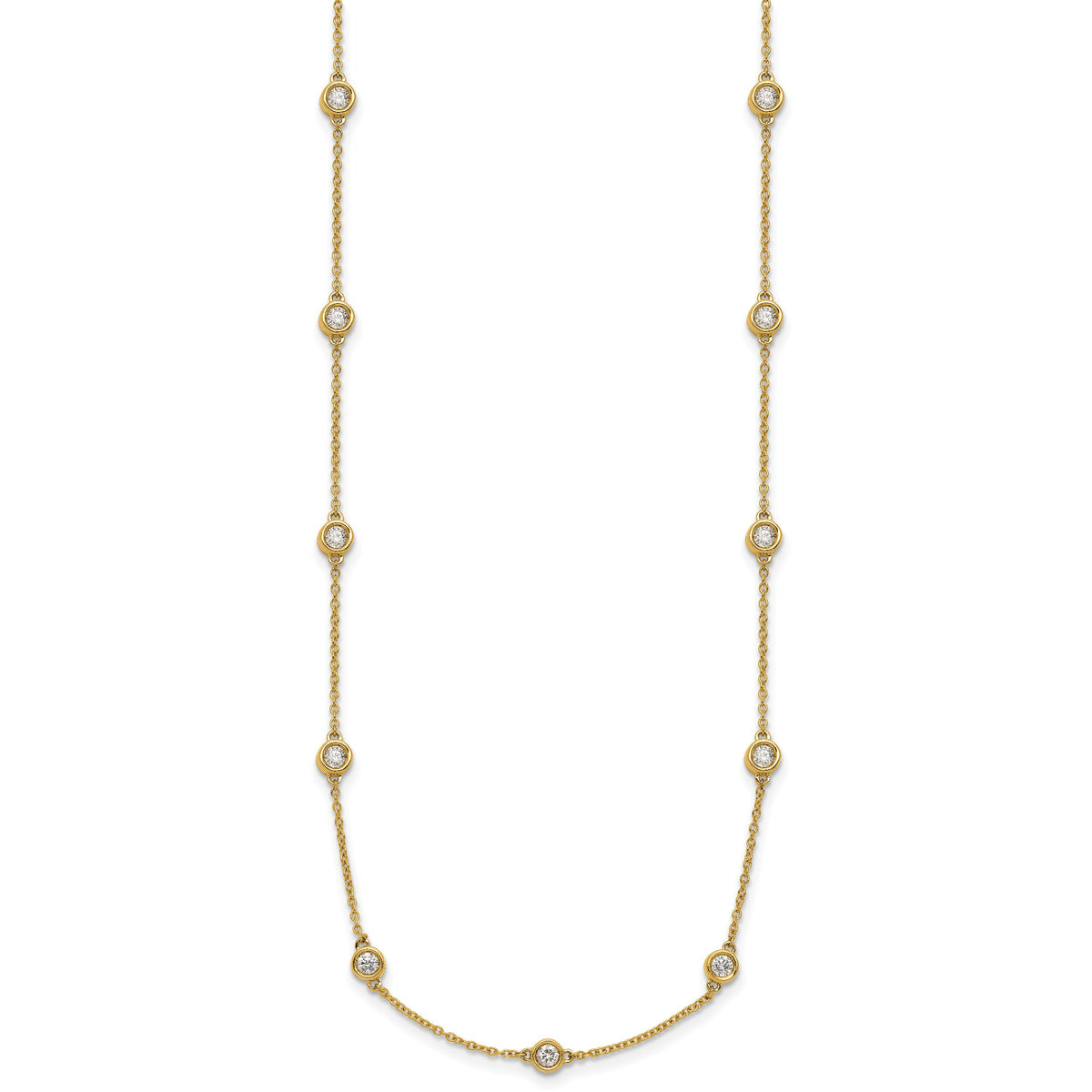 14k Diamond Station Cable Necklace-PM1016-120-YA-20