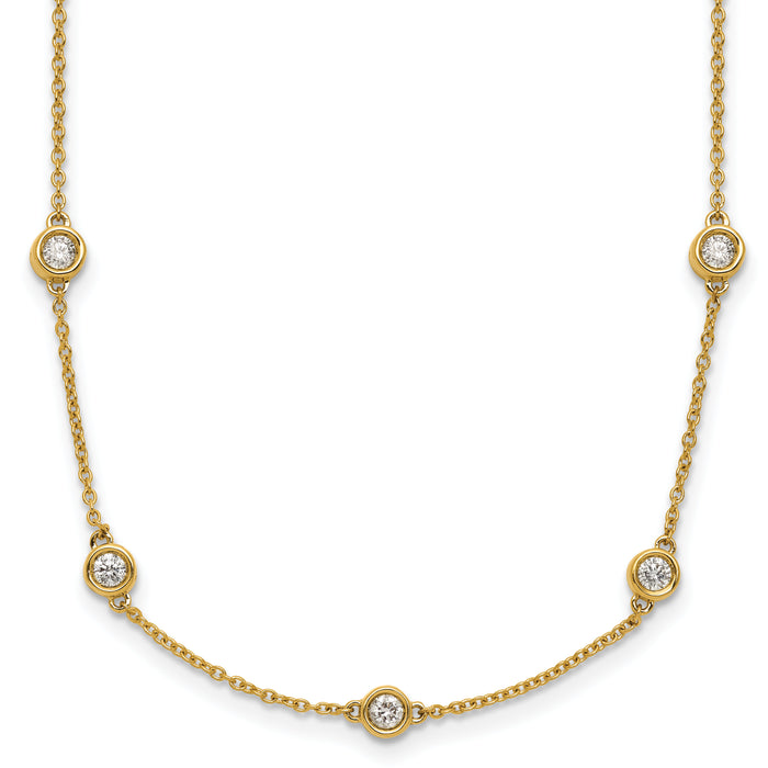 14k Diamond Station Cable Necklace-PM1016-094-YA-16