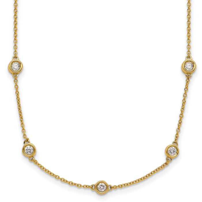 14k Diamond Station Cable Necklace-PM1016-120-YA-20