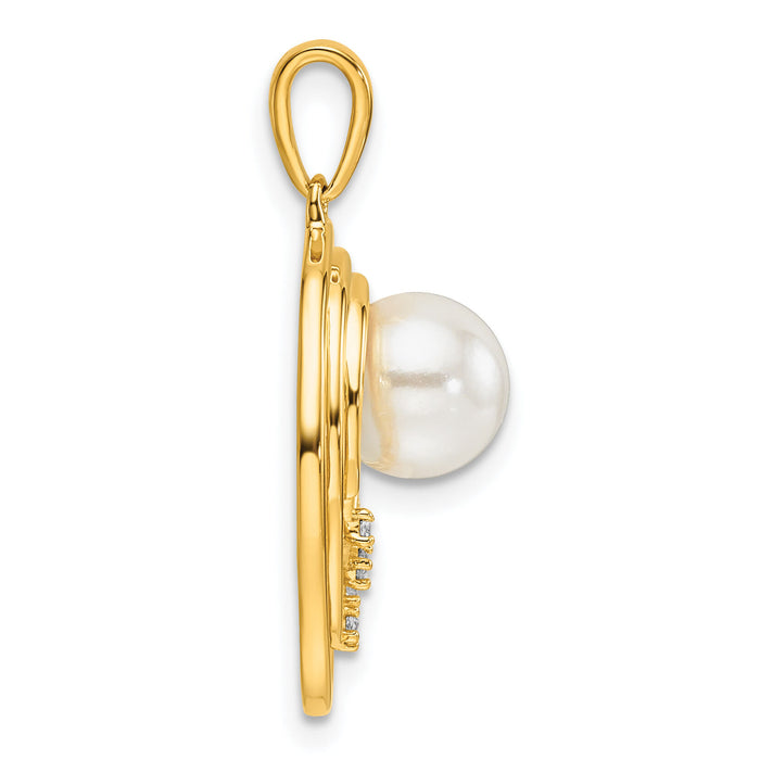 14K Polished Diamond and Pearl Ovals Pendant-PM10174-007-YAA