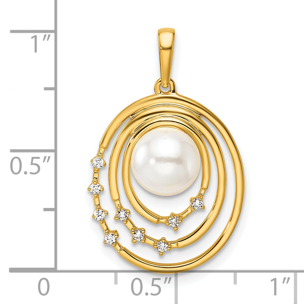 14K Polished Diamond and Pearl Ovals Pendant-PM10174-007-YAA