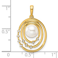 14K Polished Diamond and Pearl Ovals Pendant-PM10174-007-YAA