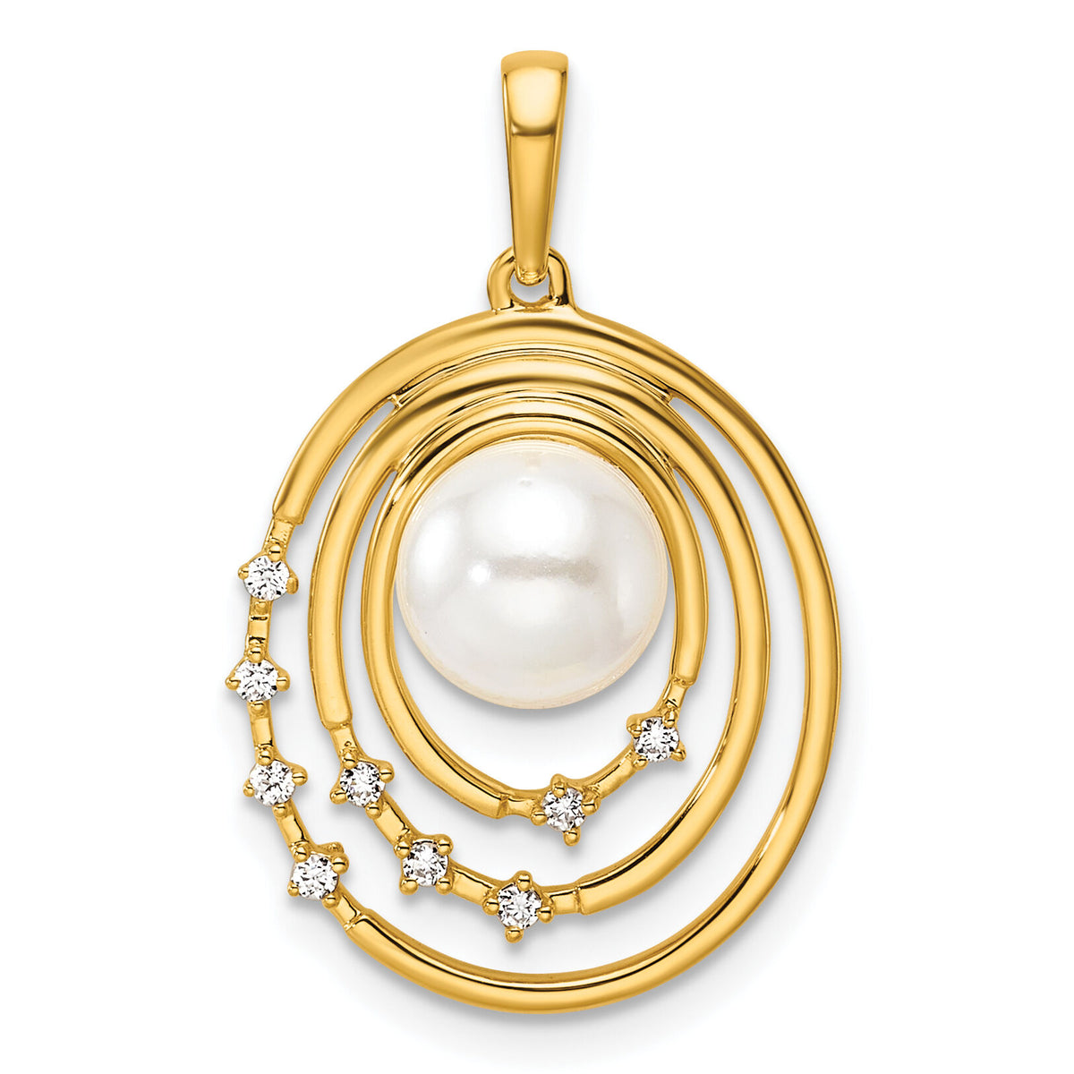14K Polished Diamond and Pearl Ovals Pendant-PM10174-007-YAA
