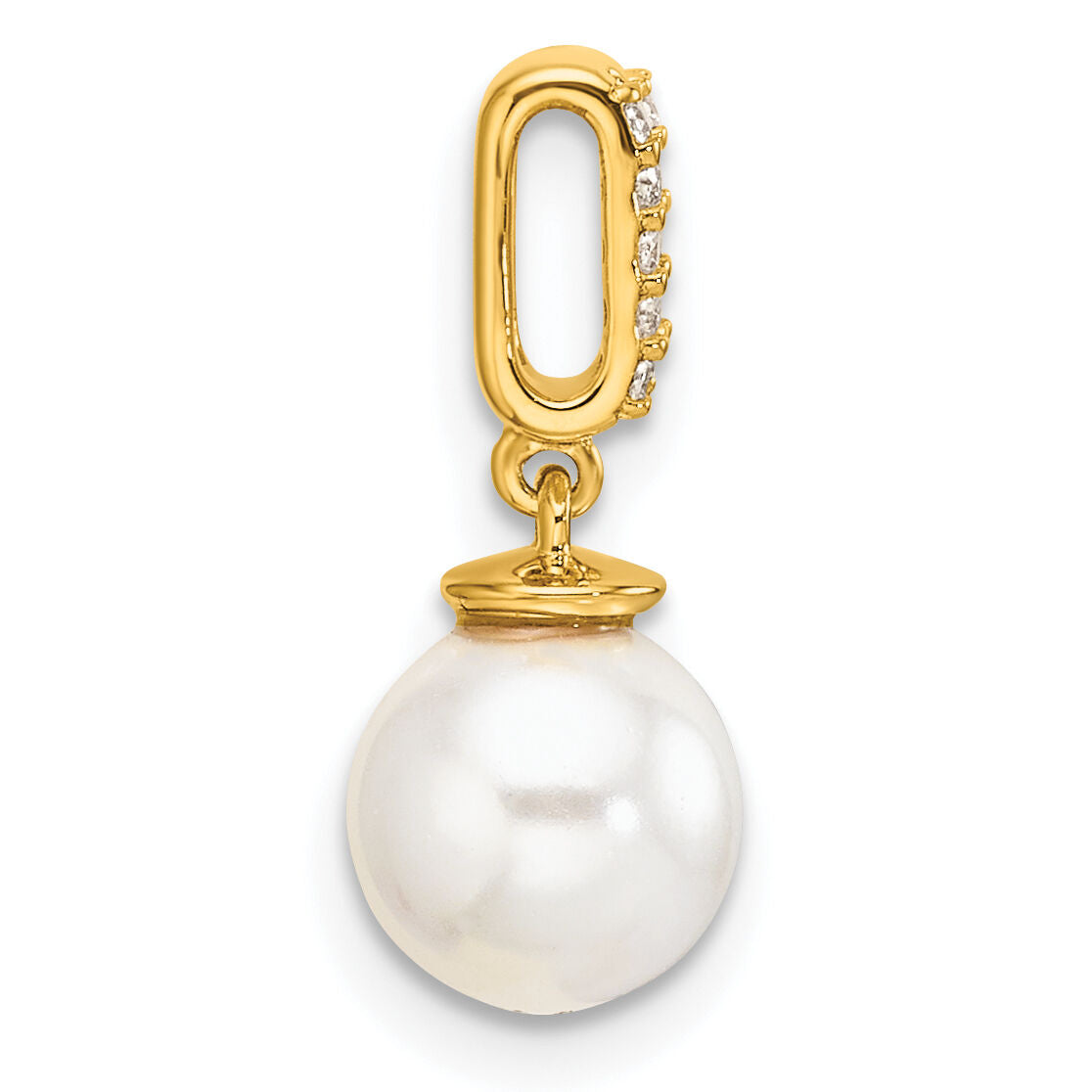 14K Polished Diamond and Pearl Chain Slide-PM10175-005-YAA