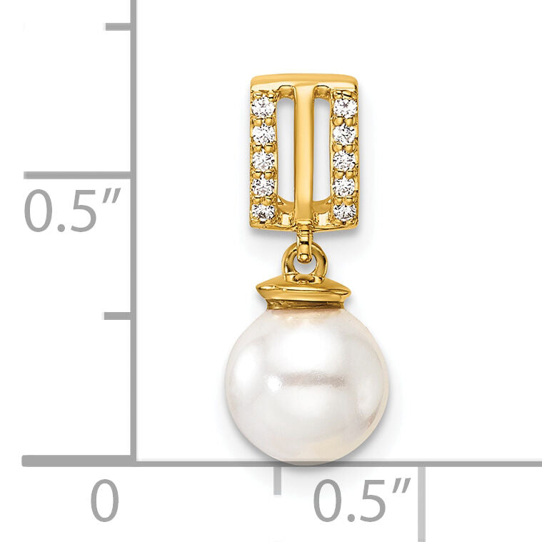 14K Polished Diamond and Pearl Chain Slide-PM10175-005-YAA