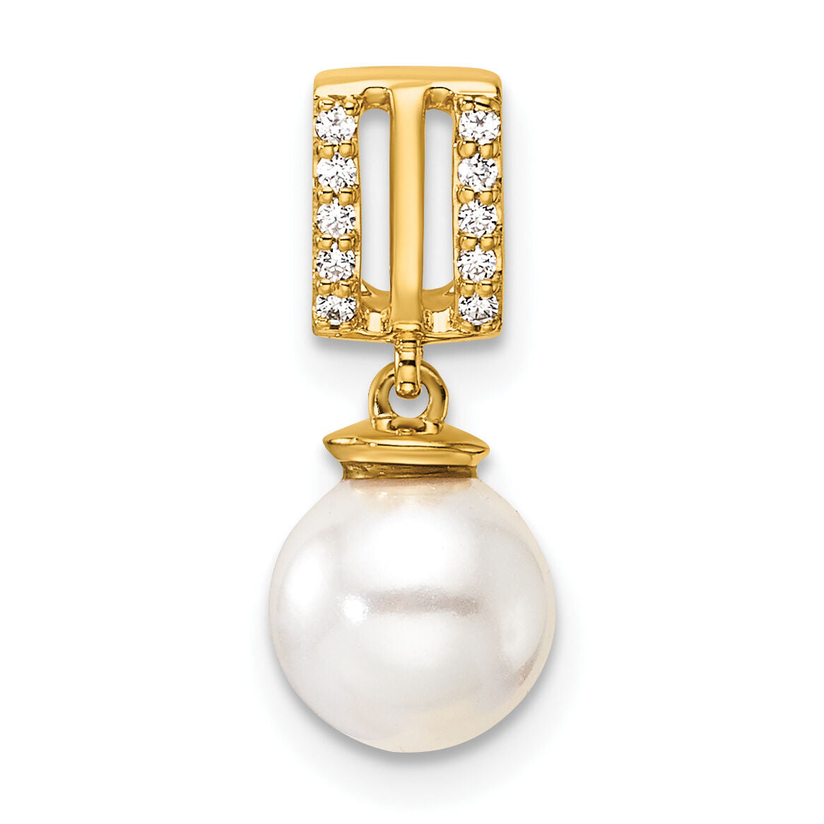 14K Polished Diamond and Pearl Chain Slide-PM10175-005-YAA