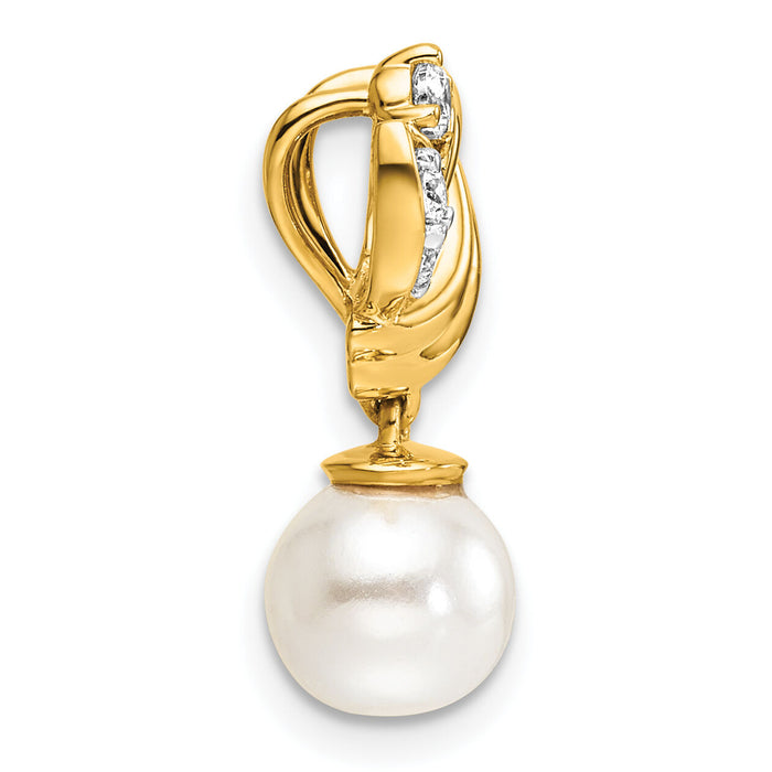 14K Polished Diamond and Pearl Chain Slide-PM10176-010-YAA