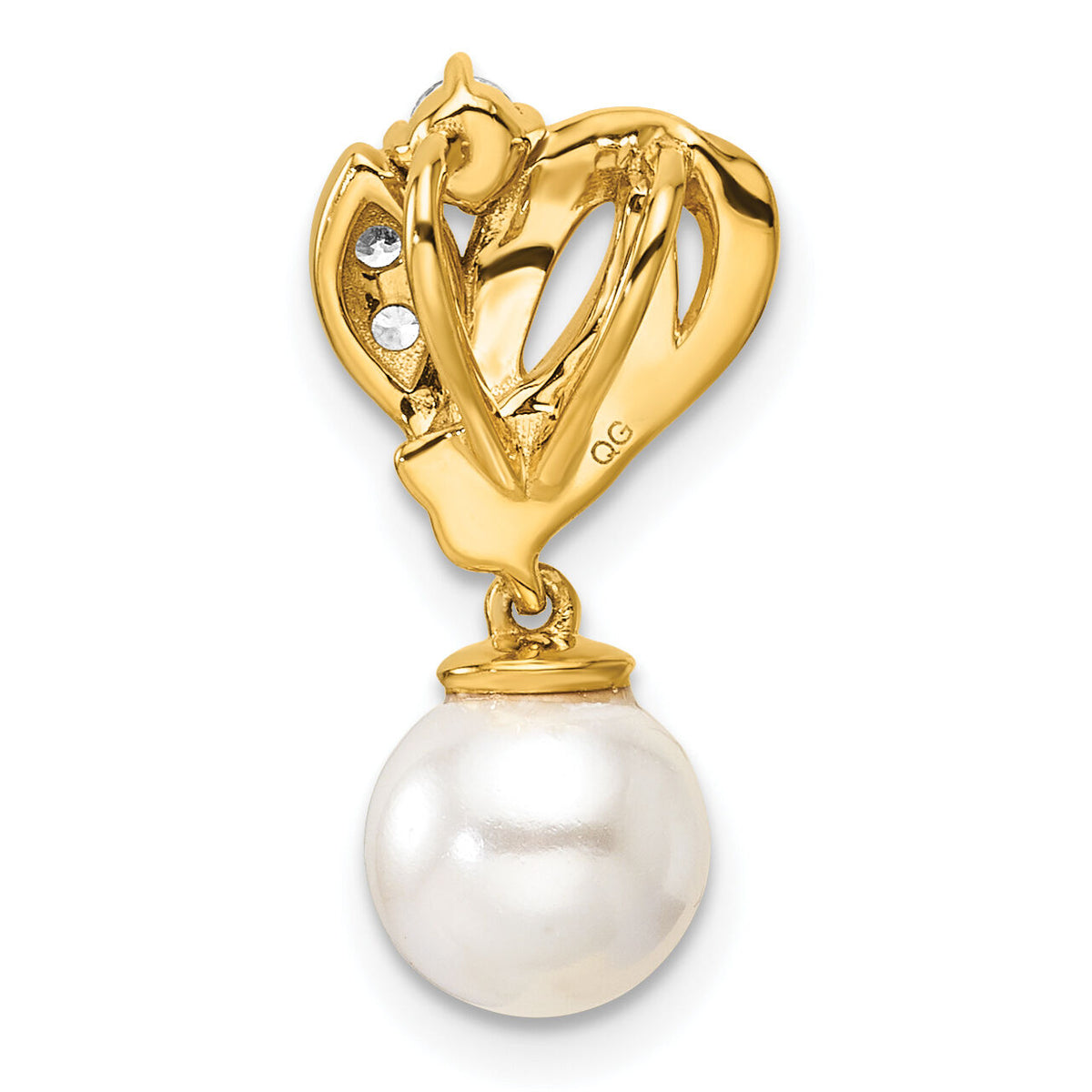 14K Polished Diamond and Pearl Chain Slide-PM10176-010-YAA