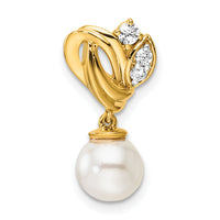 14K Polished Diamond and Pearl Chain Slide-PM10176-010-YAA
