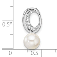 14K White Gold Polished Diamond and Pearl Chain Slide-PM10179-008-WAA