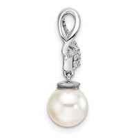 14K White Gold Polished Diamond and Pearl Chain Slide-PM10181-010-WAA