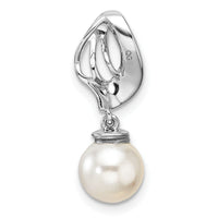14K White Gold Polished Diamond and Pearl Chain Slide-PM10181-010-WAA