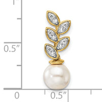 14K Polished Diamond and Pearl Leaf Chain Slide-PM10182-008-YAA