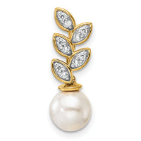 14K Polished Diamond and Pearl Leaf Chain Slide-PM10182-008-YAA