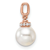 14K Rose Gold Polished Diamond and Pearl Pendant-PM10183-005-RAA