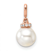 14K Rose Gold Polished Diamond and Pearl Pendant-PM10183-005-RAA