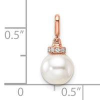 14K Rose Gold Polished Diamond and Pearl Pendant-PM10183-005-RAA