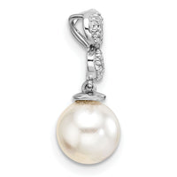 14K White Gold Polished Diamond and Pearl Chain Slide-PM10186-010-WAA