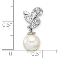14K White Gold Polished Diamond and Pearl Chain Slide-PM10186-010-WAA