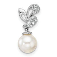 14K White Gold Polished Diamond and Pearl Chain Slide-PM10186-010-WAA