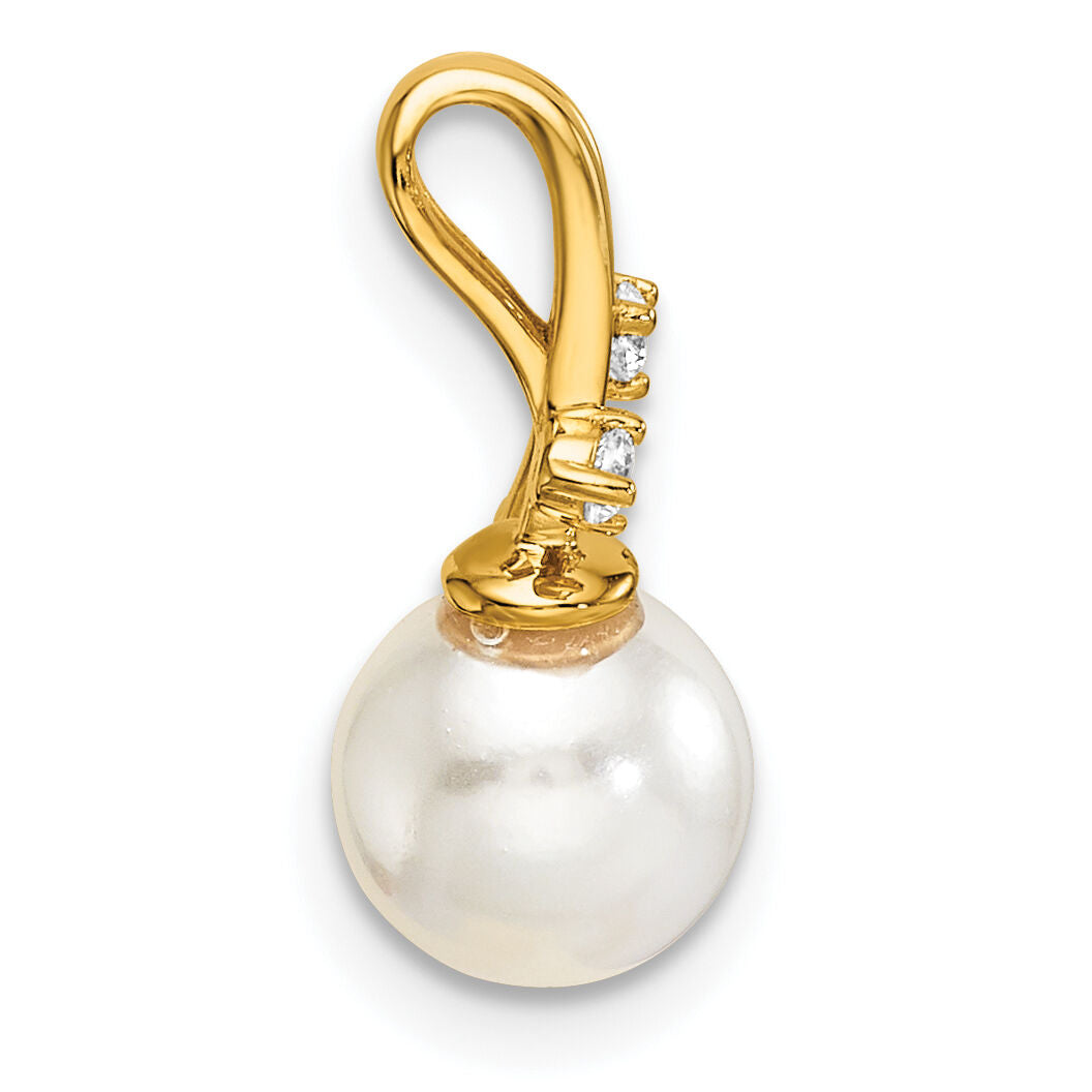 14K Polished Diamond and Pearl Chain Slide-PM10187-007-YAA