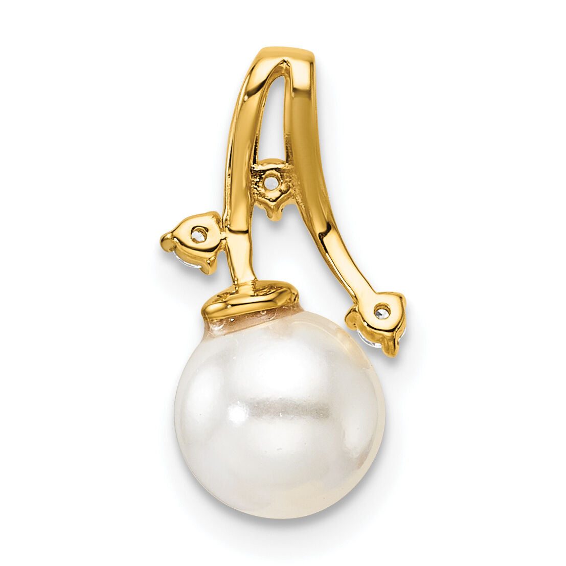 14K Polished Diamond and Pearl Chain Slide-PM10187-007-YAA