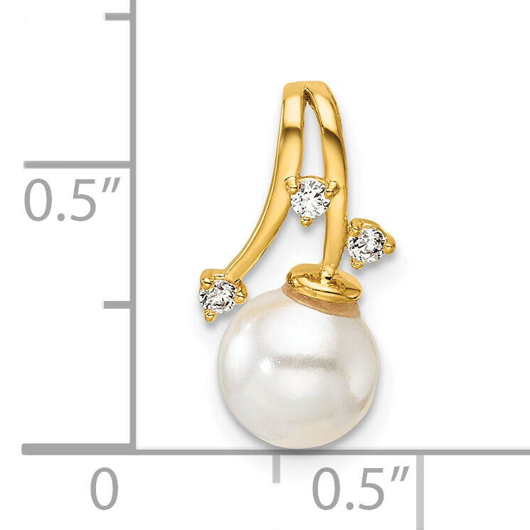14K Polished Diamond and Pearl Chain Slide-PM10187-007-YAA