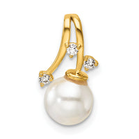 14K Polished Diamond and Pearl Chain Slide-PM10187-007-YAA