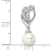 14K White Gold Polished Diamond and Pearl Chain Slide-PM10189-011-WAA