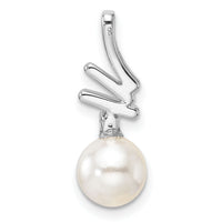 14K White Gold Polished Diamond and Pearl Chain Slide-PM10193-009-WAA