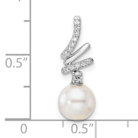 14K White Gold Polished Diamond and Pearl Chain Slide-PM10193-009-WAA