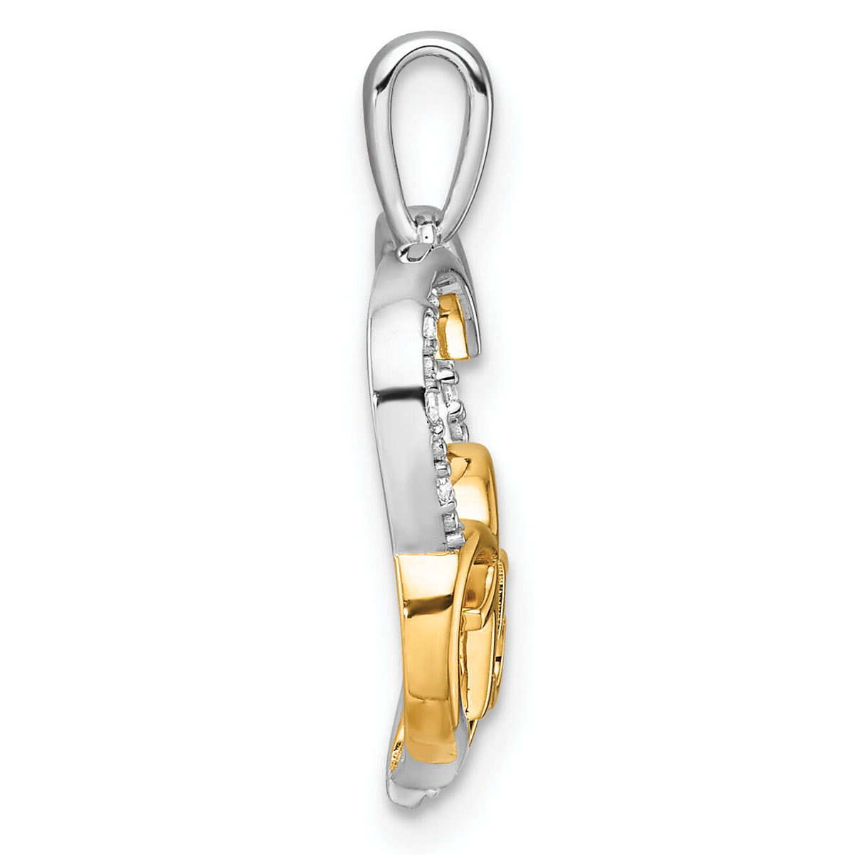 14K Two-tone Polished Diamond Quinceanera Heart Pendant-PM10196-005-WYAA