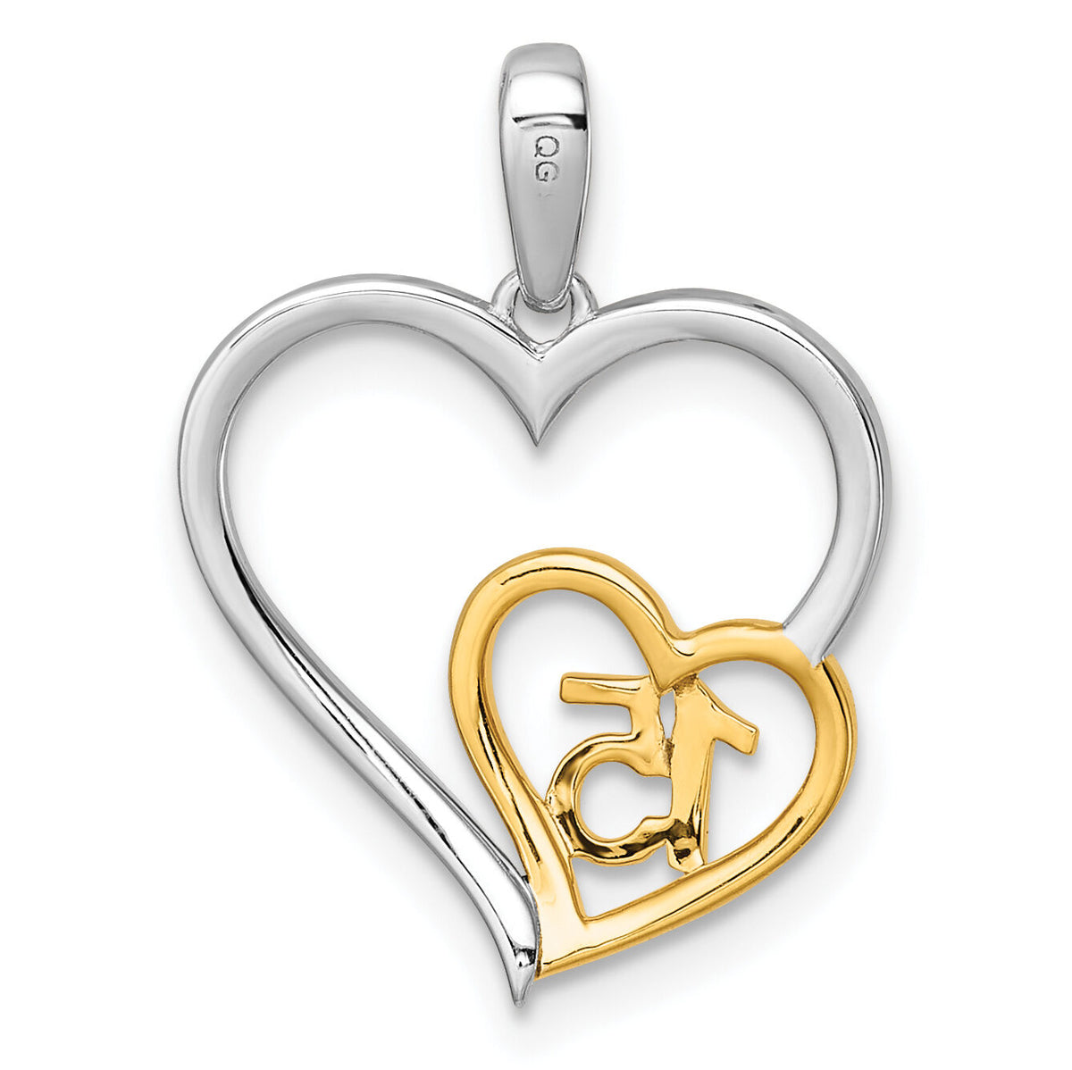 14K Two-tone Polished Diamond Quinceanera Heart Pendant-PM10196-005-WYAA