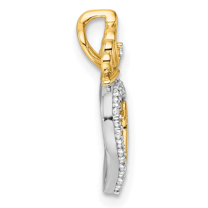 14K Two-tone Polished Diamond Quinceanera Heart/Crown Chain Slide-PM10197-008-YWAA