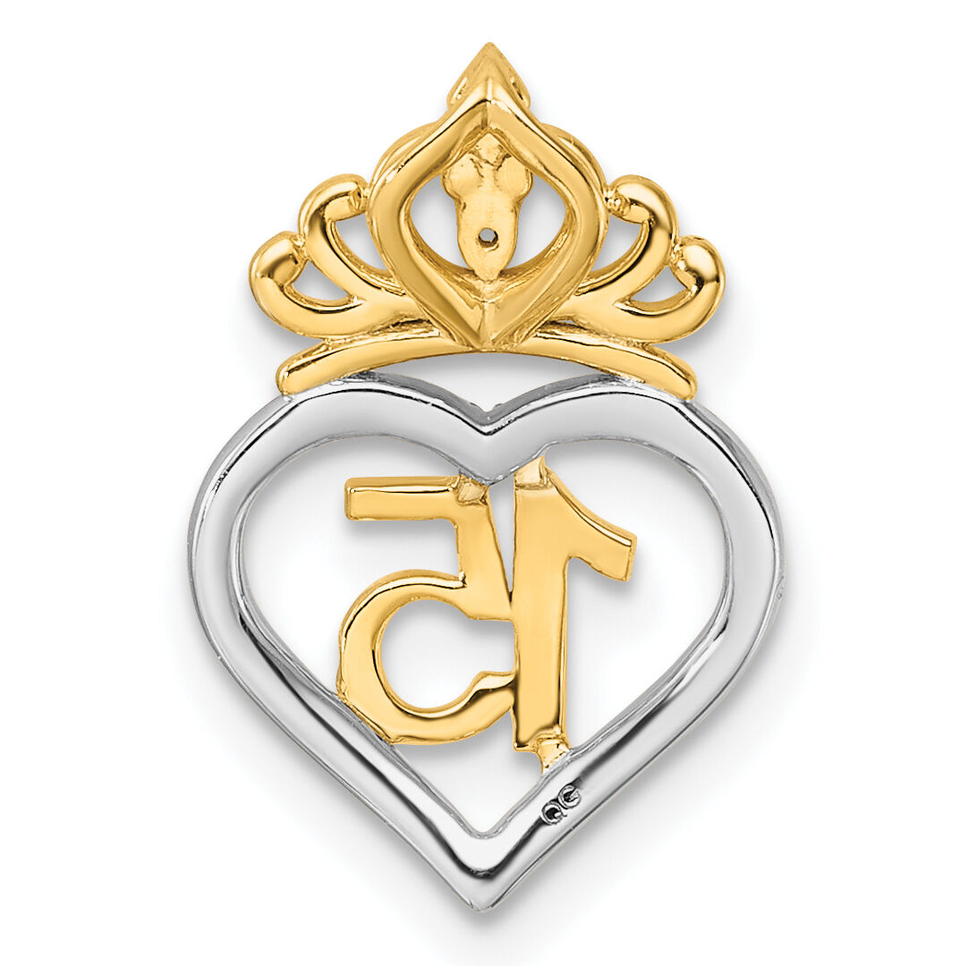 14K Two-tone Polished Diamond Quinceanera Heart/Crown Chain Slide-PM10197-008-YWAA
