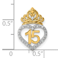 14K Two-tone Polished Diamond Quinceanera Heart/Crown Chain Slide-PM10197-008-YWAA