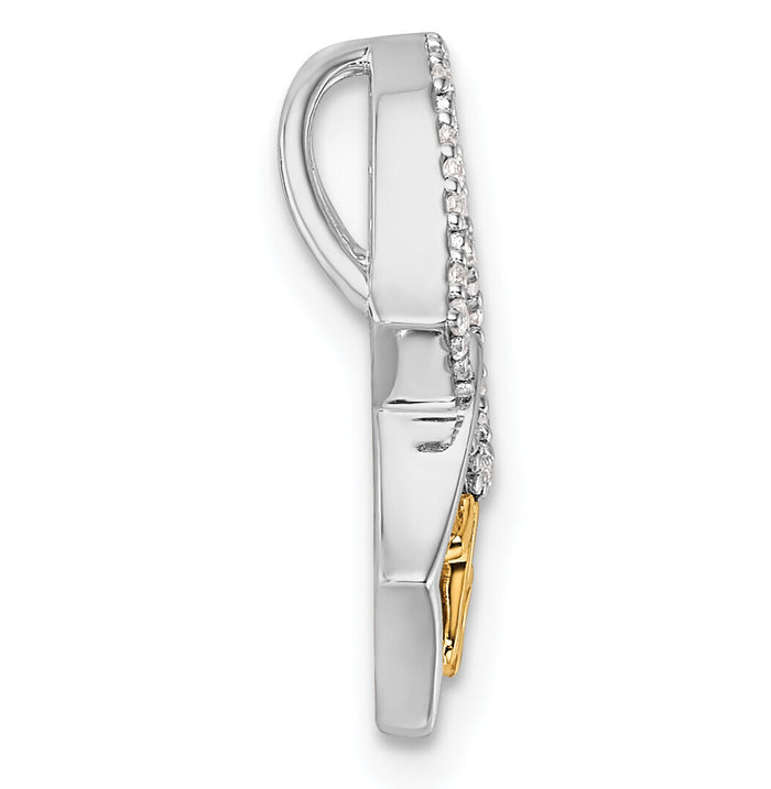 14K Two-tone Polished Diamond Quinceanera Double Heart Chain Slide-PM10198-009-WYAA