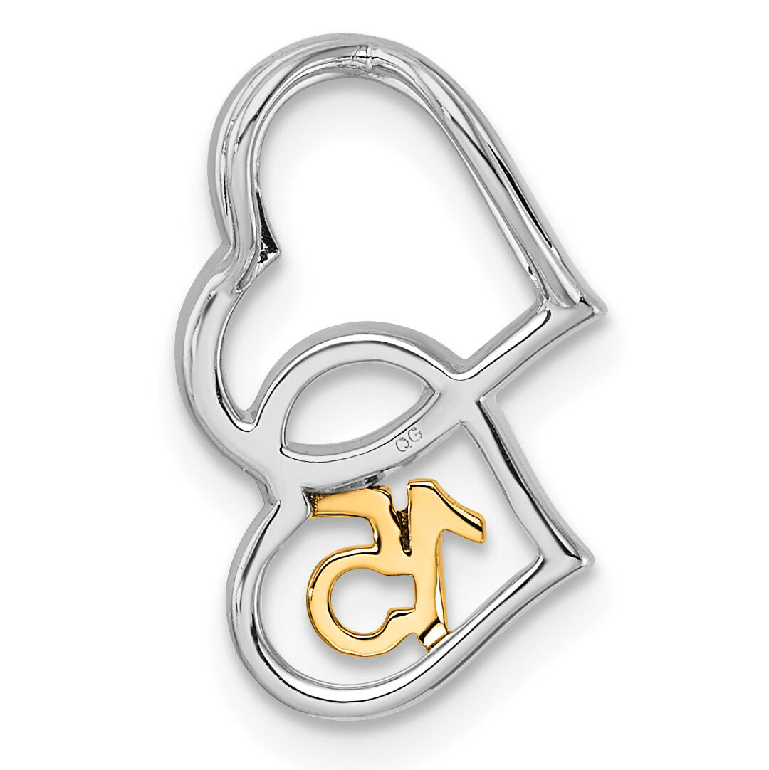 14K Two-tone Polished Diamond Quinceanera Double Heart Chain Slide-PM10198-009-WYAA