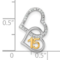14K Two-tone Polished Diamond Quinceanera Double Heart Chain Slide-PM10198-009-WYAA