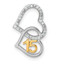 14K Two-tone Polished Diamond Quinceanera Double Heart Chain Slide-PM10198-009-WYAA