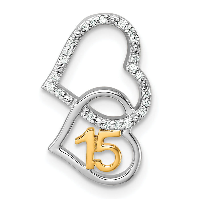 14K Two-tone Polished Diamond Quinceanera Double Heart Chain Slide-PM10198-009-WYAA